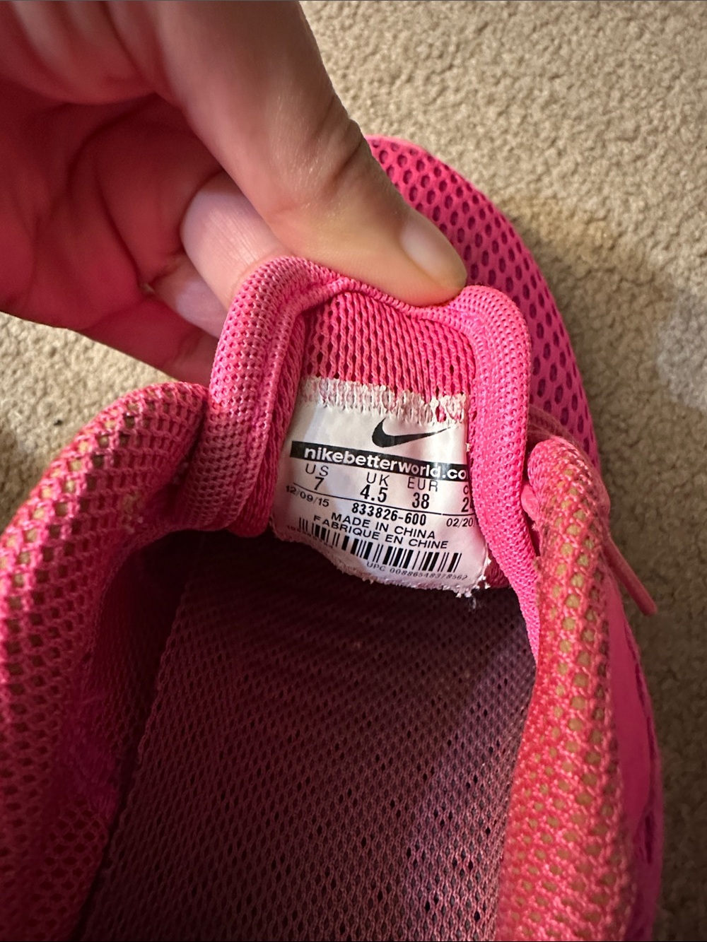 Nike Women's Bright Pink Mesh Athletic Sneakers - Picture 3 of 3